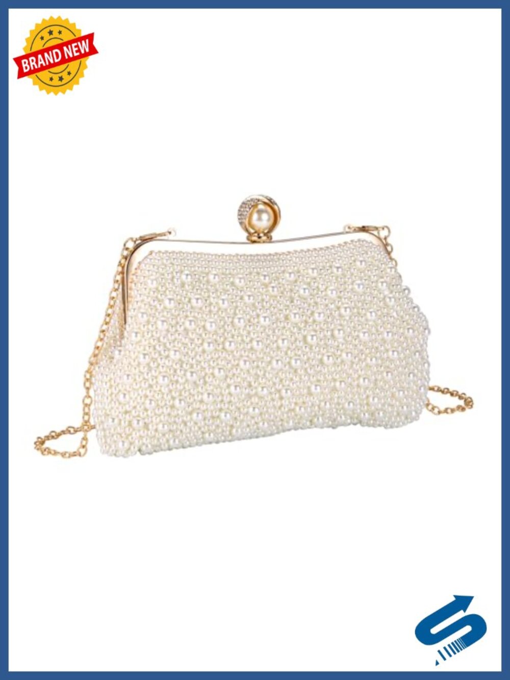 Beaded Pearl Clutch Purses for Women Wedding Bridal Evening Small Crossbody